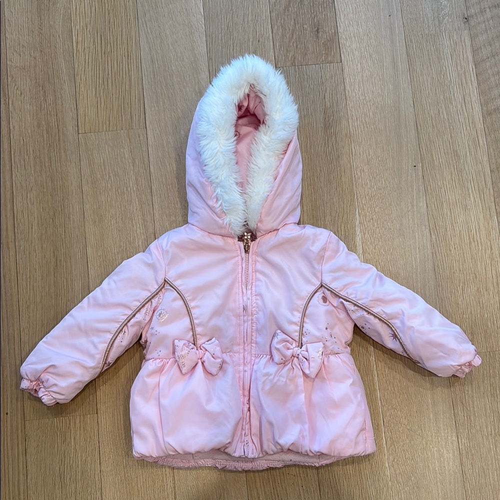 Pink Faux Fur Hooded Baby Jacket